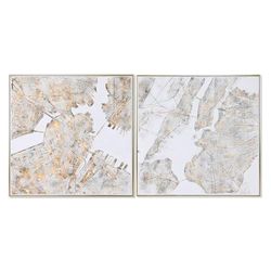 Home ESPRIT Quadro Città Loft 102 x 4,5 x 102 cm (2 Pezzi)