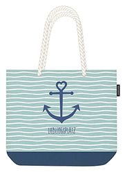 Grafik Werkstatt Sac de plage unisexe | 100% coton | in Mind Barefoot at the Beach Bag (pack of 1), bleu, S, Maritime