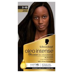 Schwarzkopf Oleo Intense Permanent Oil Colour 2-10 Black Brown Hair Dye, 100% Grey Coverage, Conditioner with HaptIQ System, Long-Lasting Colour, Ammonia Free Hair Dye