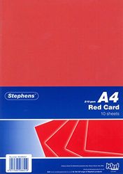 Stephens Coloured Card Red A4 210gsm 10 Sheets, Great for Printing, Photocopying, Card Making, Decoupage, and Scrapbook Designs, Perfect Cardboard Base for Craft Projects, Essential Stationery Item