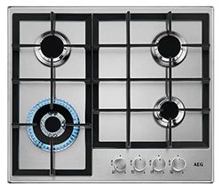 AEG HGB64400SM Slim Line - Encimera de gas, 60 cm, 4 fuegos, acero inoxidable