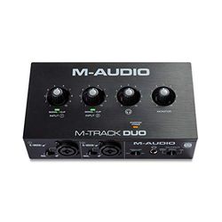 M-Audio M-Track Duo – USB ljudkort för inspelning, streaming och podcast med dubbla XLR-, line- och DI-ingångar samt medföljande programvara