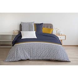 Home Linge Passion | Copripiumino - 3 Pezzi | 100% Cotone - 57 Fili | 2 Persone - 240x260 cm | Tilt Blu Navy