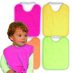 TI TIN | 4-pack vattentäta babyhaklappar med gummistängning 90% bomull 10% polyester med vinylfoder | 4-pack haklappar för spädbarn från 1 år, 4-pack, Mehr als 12 Monate