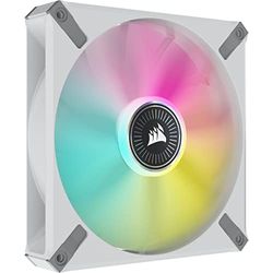 Corsair iCUE ML140 RGB ELITE, 140 mm Ventola PWM a RGB (Tecnologia CORSAIR AirGuide, Cuscinetto a Levitazione Magnetica, Velocità da 1.600 RPM, Bassa Rumorosità) Confezione Singola, Bianco