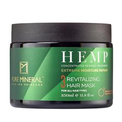 Pure Mineral - Masque Capillaire au Chanvre pour Cheveux Profondément Nourris - Hydratant, Revitalisant, Minéraux Mer Morte - Sans sulfates, parabènes, petrolates - 350ml