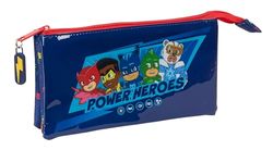 Safta PJMASKS Ready - Trousse triple pour enfant, idéale pour les enfants d'âge scolaire, confortable et polyvalente, qualité et résistance, 22 x 3 x 12 cm, couleur bleu marine, bleu marine, Estándar,