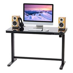 Iris Ohyama, Bureau Assis debout, Table electrique reglable en hauteur, avec plateau et tiroir, Ports USB, Pieds Anti-Collision, Bureau, Maison - Electric Height Adjustable Desk HADGTB - Noir