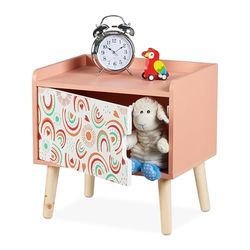 Relaxdays Table de Chevet, pour l'enfant, Case, Design météorologique, Bois de pin et MDF, HLP 41x40x30 cm, Multicolore