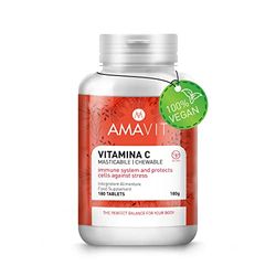 Vitamine C Vegan Pure Naturelle 1000mg pour 2 Comprimès a Croquer - Vitamin C Complement Alimentaire pour Fatigue, Collagene et Défenses Immunitaires - Vit C 180 Comprimés sans Gluten/Lactose