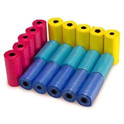ARQUIVET Sacchetti di ricambio per cacca di cane - 20 rotoli x 15 sacchetti - 300 sacchetti per cacca di cane - Colori assortiti - Accessori da passeggio per animali domestici