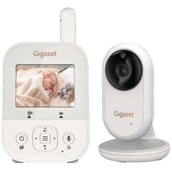 Gigaset Baby 300 Video – niania elektroniczna z dwukierunkowym dźwiękiem – bezpieczna technologia FHSS – ekran LCD 2,8" – długi czas pracy baterii – lampka nocna – czujnik temperatury, kremowy biały