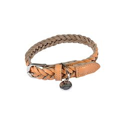 Love Story, collana in pelle intrecciata regolabile 30>45 cm, naturale