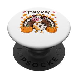 Moooo Funny Cow Pavo Humor de Acción de Gracias PopSockets PopGrip Adhesivo