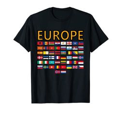 Banderas de Europa, Europa Viajes Mundial Geografía País Banderas Camiseta