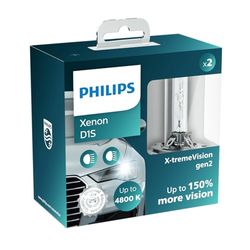 Philips D1S X-tremeVision gen2, ampoule de phare Xénon, +150%, 4.800K, set de 2