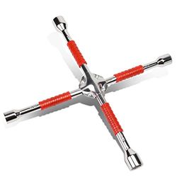 DNA MOTORING TOOLS-00099 Durable 4-Way Lug Cross Rubberized Grip Wrench Automobile Car Tire Changing Repair Tool Kit