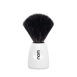 nom Lasse Vegan Black Fibre Shaving Brush (Handle: White)