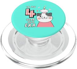 Cat Cute In My 4 Year Old Era Kitty Fun Animal 4th Birthday PopSockets PopGrip for MagSafe
