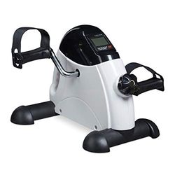 Relaxdays stoelfiets, pedaaltrainer voor thuis & op kantoor, arm-en beentrainer, HBD: 30x35x41 cm, zwart/wit