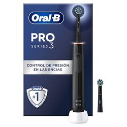 Oral-B Pro 3 3000 Cepillo de Dientes Eléctrico con Mango Recargable y 2 Cabezales, Diseñado por Braun, Regalos Originales para Mujer y Hombre - Negro