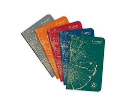 Clairefontaine 68496C - FOREVER premium carnet piqué 9x14cm 90g recyclé 96p ligné coloris assortis - PAQ de 5