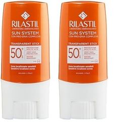 Rilastil Stick Fotoprotector Transparente con Spf 50+, Respetuoso con El Medio Ambiente Y Resistente al Agua, Sin fragancia, 8.5 g (Paquete de 2)