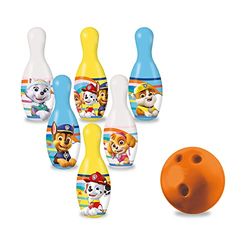 MONDO- Paw Patrol Toys Incluye 1 Bola y 6 Bolos temáticos de la Patrulla Canina-Juguetes Deportivos-Juego para niños de 2 3 4 años-28308, Color Amarillo, pequeño (M1228308)