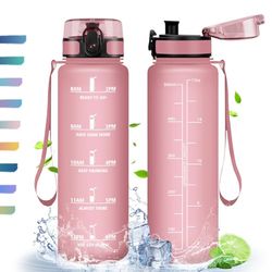 Vattenflaska, 500 ml, sportflaska, motiverande flaska, BPA-fri vattenflaska, vattenflaska för sport, fitness, yoga, skola, kontor