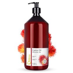 Olio de Ricino, Spremuto a Freddo, 100% Naturale,Occhiaie, Capelli Secchi, Cuticole, Viso, Corpo, Acceleratore di Crescita, Ciglia, Unghie, Barba, Siero Anticaduta, Vegano,1000 ml