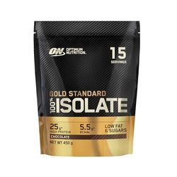Optimum Nutrition Gold Standard 100% Isolate for Muscle Support and Repair, High Whey Protein Powder with BCAA Amino Acids, Low Sugar, Low Fat Sports Nutrition, Chocolate Flavour, 15 Servings, 450g