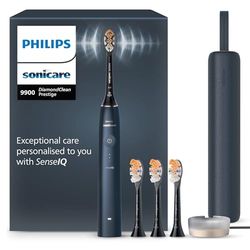 Philips Sonicare - Brosse à dents électrique DiamondClean 9900 Prestige, avec technologie SenseIQ et application, 5 modes de brossage, 3 niveaux d'intensité, étui de voyage, Bleu nuit, HX9992/45