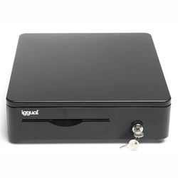 VoltShine Cajón portamonedas - portamonedas de 38 cm, con 4 Compartimentos para Billetes y 5 para Monedas, Color Negro y Cierre Seguro
