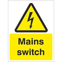 Mains Switch Sign 150mm x 200mm - Rigid Plastic