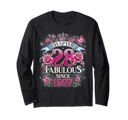 Womens Chapter 28 Fabulous Since 1997 28th Birthday Design Maglia a Manica
