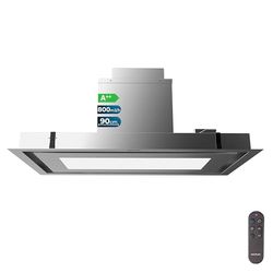 Cecotec Hotte Aspirante 90cm Plafond Intégrable Bolero Flux Tir 908000 Inox A++. Finition Inox, Aspiration 800M3/H, Télécommande, Filtre Charbon, Booster