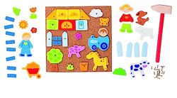 Goki- Martillo y Set de Clavos, Granja, Multicolor, Medium (58555)