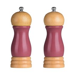 Premier Housewares Rubberwood Salt and Pepper Mill Set - Raspberry