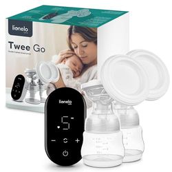 LIONELO TWEE GO Elektrisk dubbelbröstpump med tvåfas pumpteknik, bärbar och kompakt, 9 sugnivåer, 5 massagesteg, extremt tyst drift, LED-display