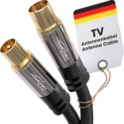 KabelDirekt – Cabo de antena 4K, cabo coaxial, cabo TV, com conector metálico inquebrável para televisão digital e analógica, 1 m (conector de antena para tomada DVB-C, DVB-T, DVB-S)