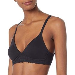 Amazon Essentials Bralette Sfoderata in Cotone e Pizzo Donna, Nero, 50