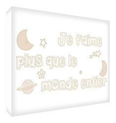 Feel Good Art Je T'Aime Plus que le Monde Entier Toile sur Cadre Mural Beige 91 x 60 cm