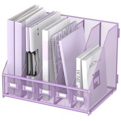 SUPEASY Organiseur de bureau en métal avec 5 compartiments verticaux pour bureau, espace de travail à domicile, violet
