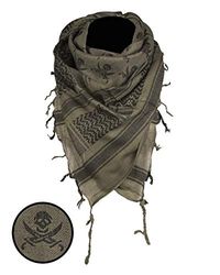 Mil-Tec Écharpe PLO, Shemagh (110x110 cm/Skull Olive/Noir)