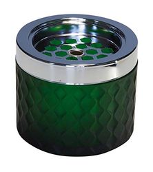 Posacenere a vento APS, posacenere in metallo cromato, vetro satinato, con chiusura a baionetta, Ø 9,5 cm, altezza 8 cm, verde scuro
