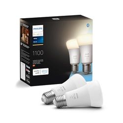 Philips Hue White Lampadina Smart LED, Attacco E27, 9.5W, Luce bianca, Dimmerabile, Controllo con Bluetooth e Hue App, Funziona con Alexa, Google Assistant e Apple HomeKit, Pack da 2