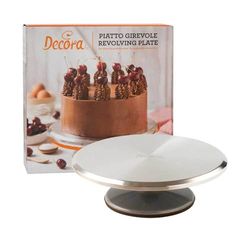 Decora, 9276005 Aluminium Turntable, Professional Rotating Support in Aluminum, Easy to Clean, Non-Slip Base, Grooves for Easy Cake Placement, Diameter 31 cm