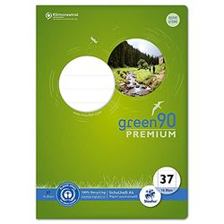Staufen Green notebook, DIN A4, line style 37 (9 mm lin. perforated with margin), 16 sheets, 90 g/m² recycled paper, round corners prevent "donkey ears", 4 different designs (no choice possible), 1 piece