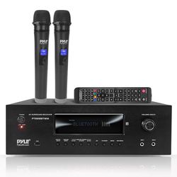 Pyle Amplificador de Sonido, 1000W, Bluetooth, Inalambrico, Sistema Receptor de Karaoke y Cine, para el hogar, Microfono inalambrico, 5.2 Canales, MP3/USB/HDMI/AM/FM Radio