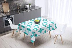 Bonamaison Kitchen Decoration, Tablecloth, Turquoise, White, 140 x 140 Cm - Designed and Manufactured in Turkey